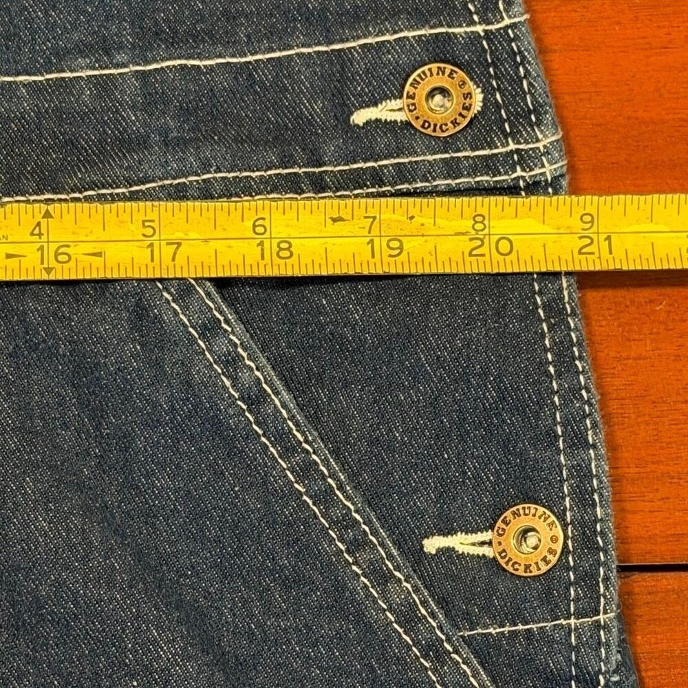 Genuine Dickies Bib Denim Overalls Indigo Blue Medium Regular Festival Workwear - Picture 8 of 15
